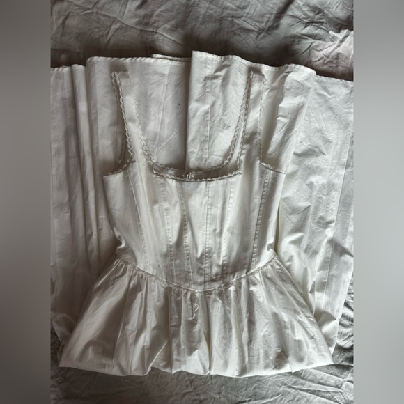 Wayf Tops - WAYF White Lace Trim Corset Bodice Midi Dress Romantic Fit & Flare XS